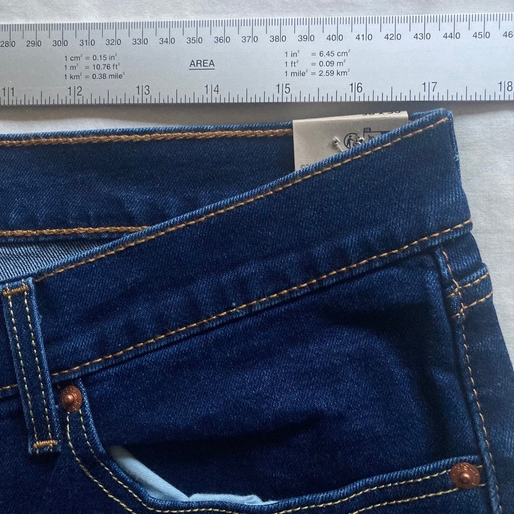 Levi's 505 Regular Jeans Mens 36x30 Large Stretch Dark Blue Denim Classic NWT - Picture 5 of 8